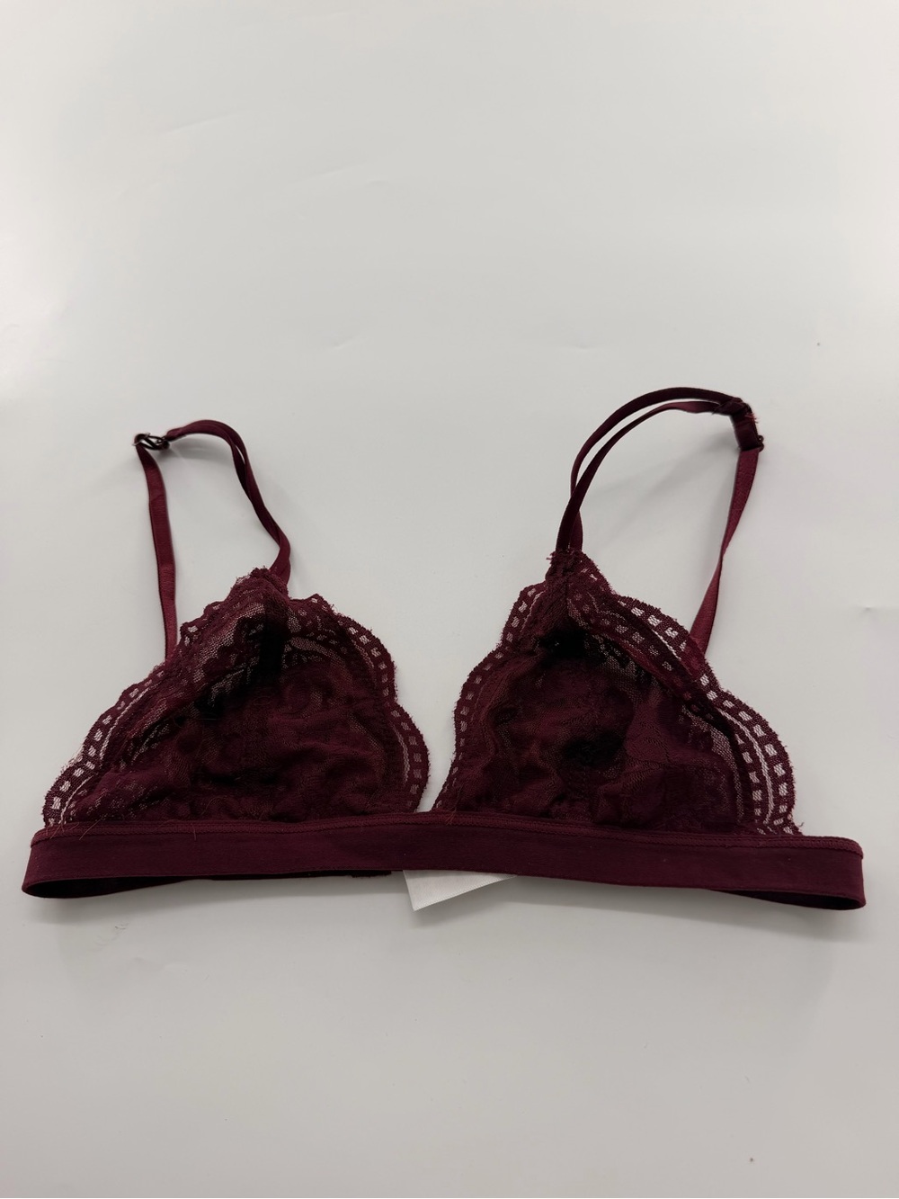 Anemone Maroon Burgundy Bralette Unlined Sexy Lace Triangle Bra Medium/Large